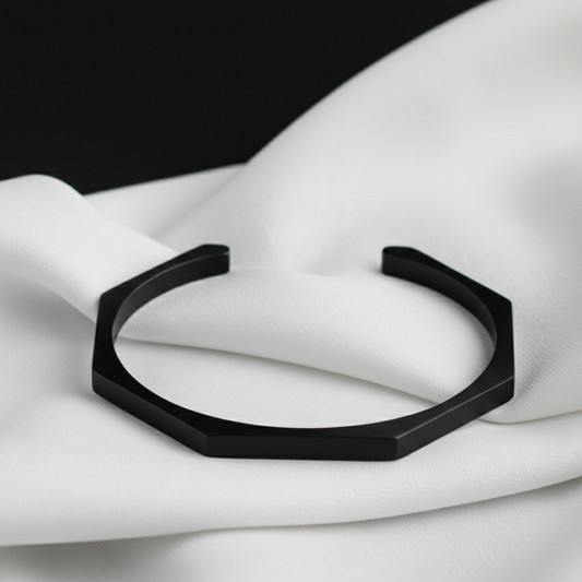 Black Hexa Cuff Bangle