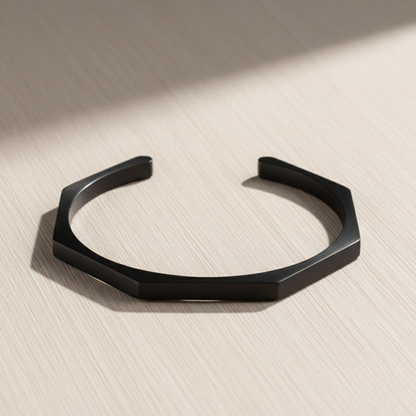 Black Hexa Cuff Bangle