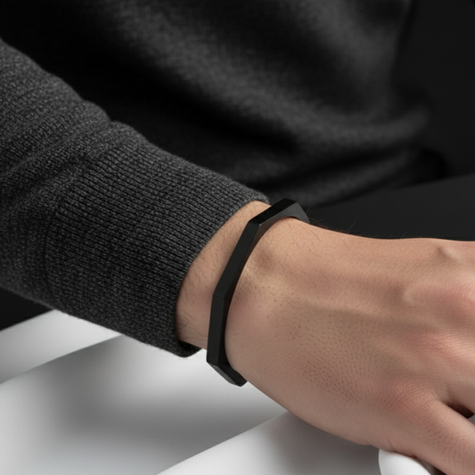 Black Hexa Cuff Bangle